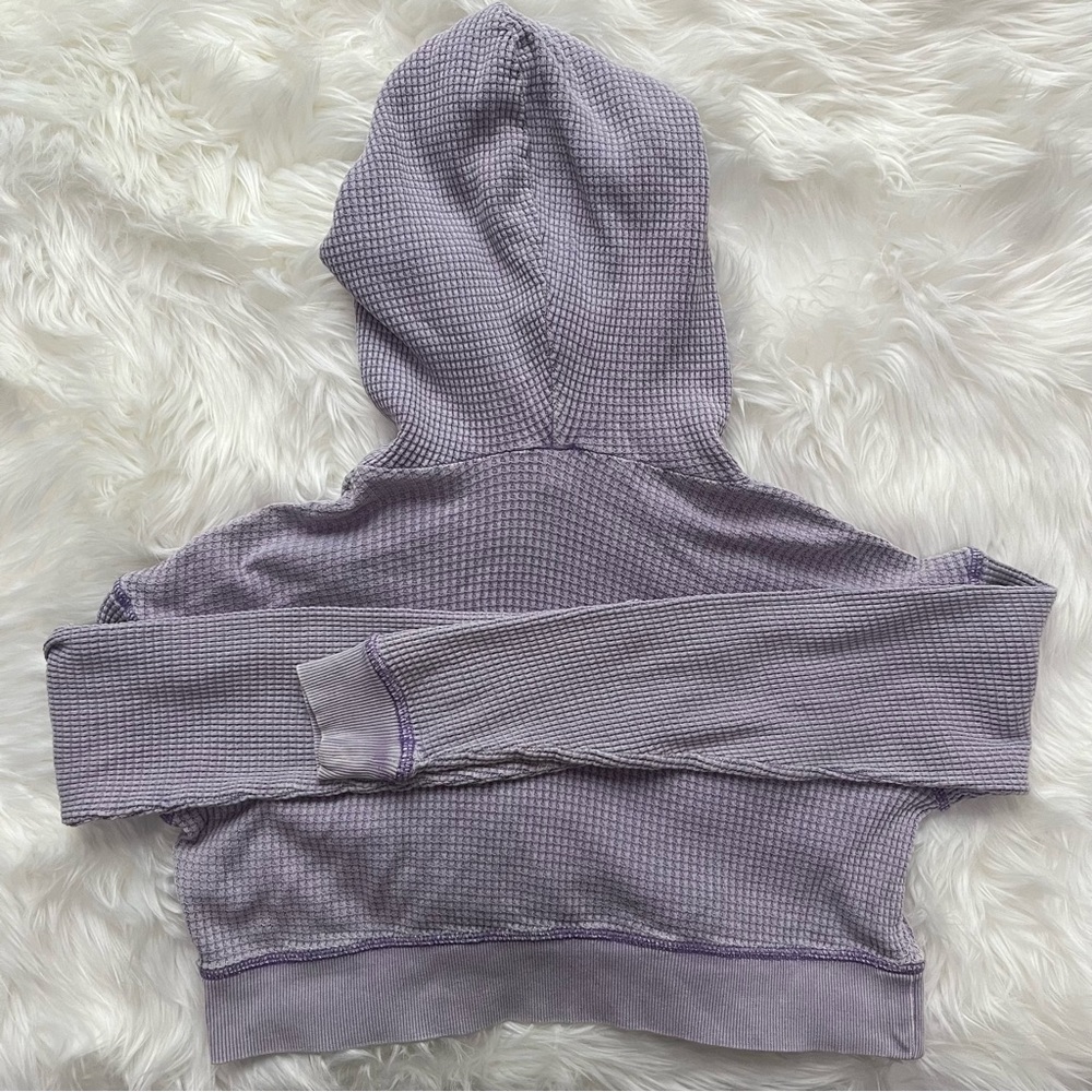 NWT Wild Fable Cropped Waffle Knit Hoodie Purple Size M - Picture 5 of 7